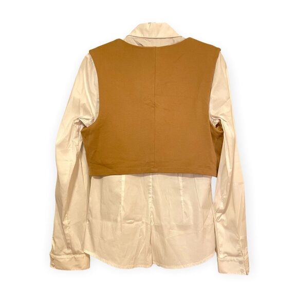BAILEY 44 Button down/ Cognac Suede Vest (detachable white collar) |Size: M| - Picture 6 of 7